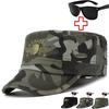 Men's Camouflage Baseball Cap Army Fan Flat Top Tactical Cap Jungle Shade Adjustable Trucker Cap