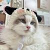 Sheep Shaped Cat Knitted Plush Hat Warm Dog Cap Funny Cat Headwear  for Party