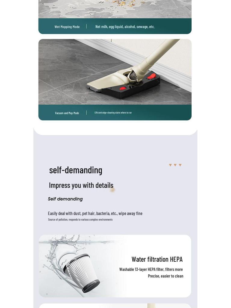 Беспроводной пылесос и швабра «все в одном» с высокой мощностью всасывания для дома - Маленький, ручной, подходит для домашних животных, удалитель пылевых клещей