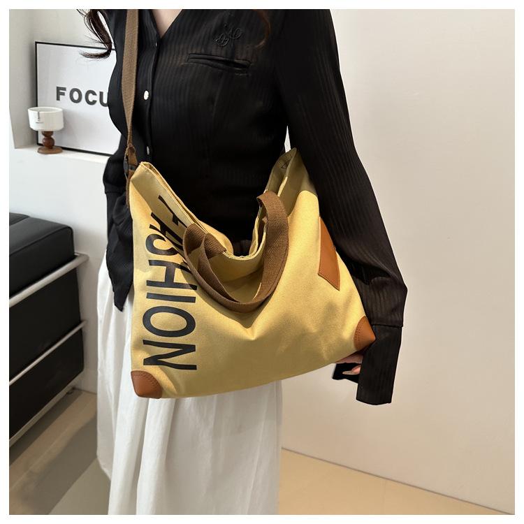 Новинка 2024 года, модная повседневная сумка большой емкости, универсальная парусиновая сумка через плечо, сумка для покупок