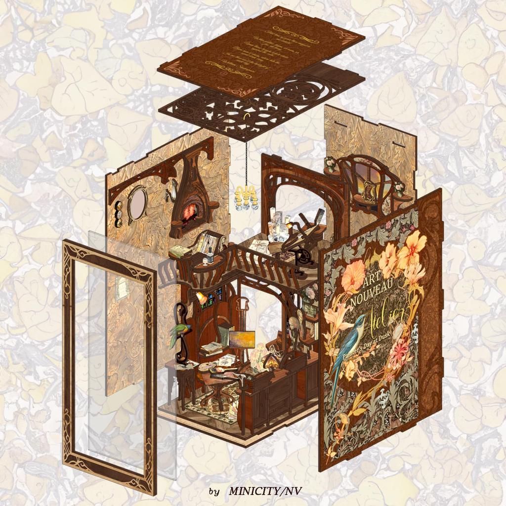 Набор для сборки миниатюрного кукольного домика MiniCity DIY Book Nook Kit 3D, деревянный декор-подставка для книг со светодиодной подсветкой для подростков и отличный подарок на день