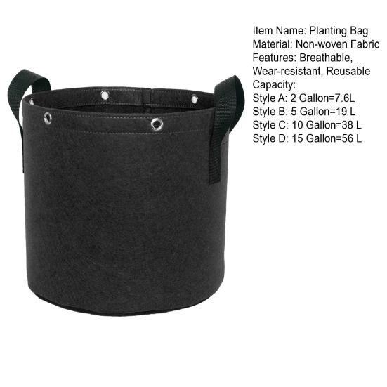 2/5/10/15 Gallon Grow Bag with Handles Non-woven Fabric Gardening Vegetable Tomato Strawberry Growing Planter Garden Supplies