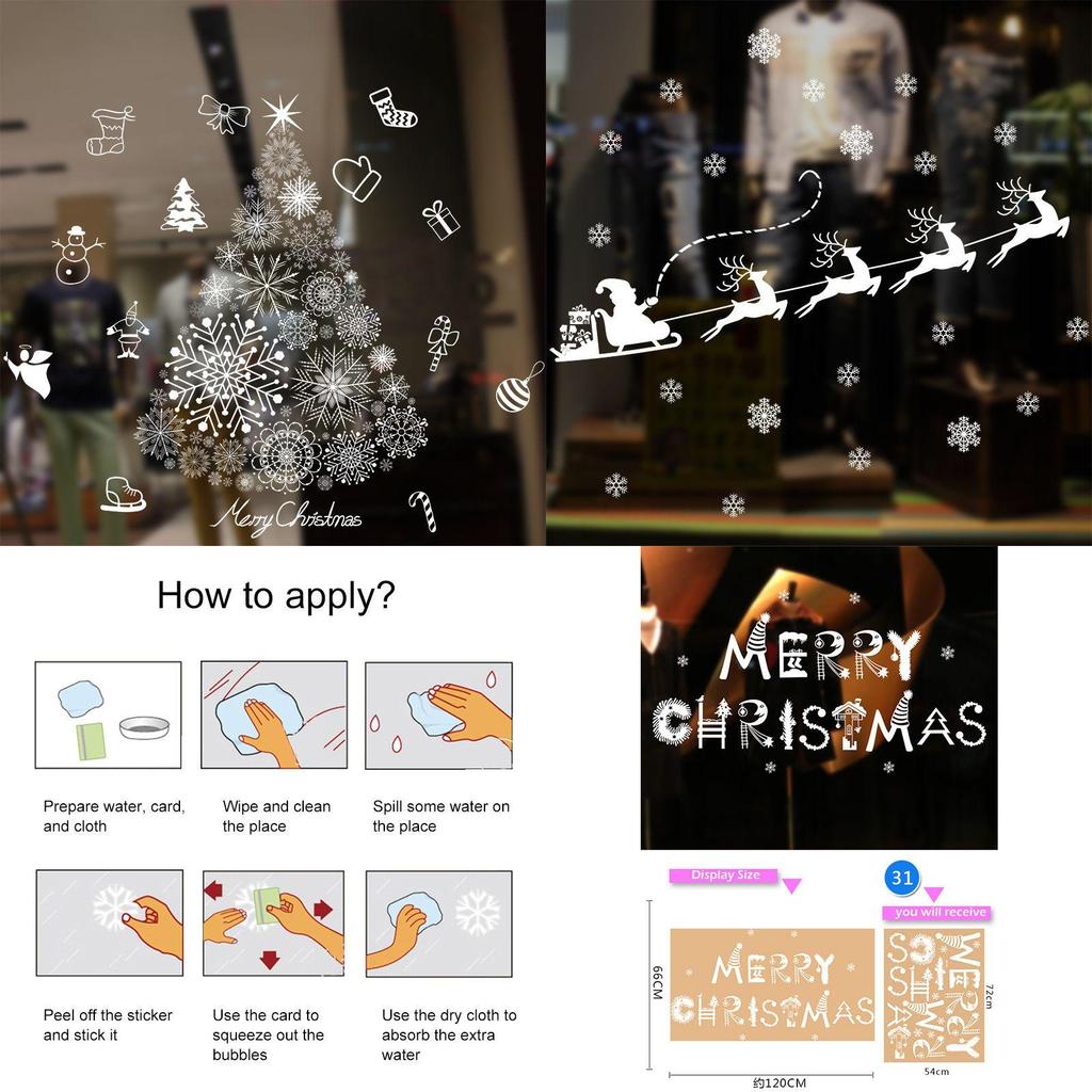 Очаровательные рождественские наклейки на окна с причудливым рисунком Санты для праздничного декора в каждом помещении