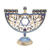 6.5 Inch High Enamel Menorah Painted In Enamels Jewish Bejeweled European Style Retro Candlesticks