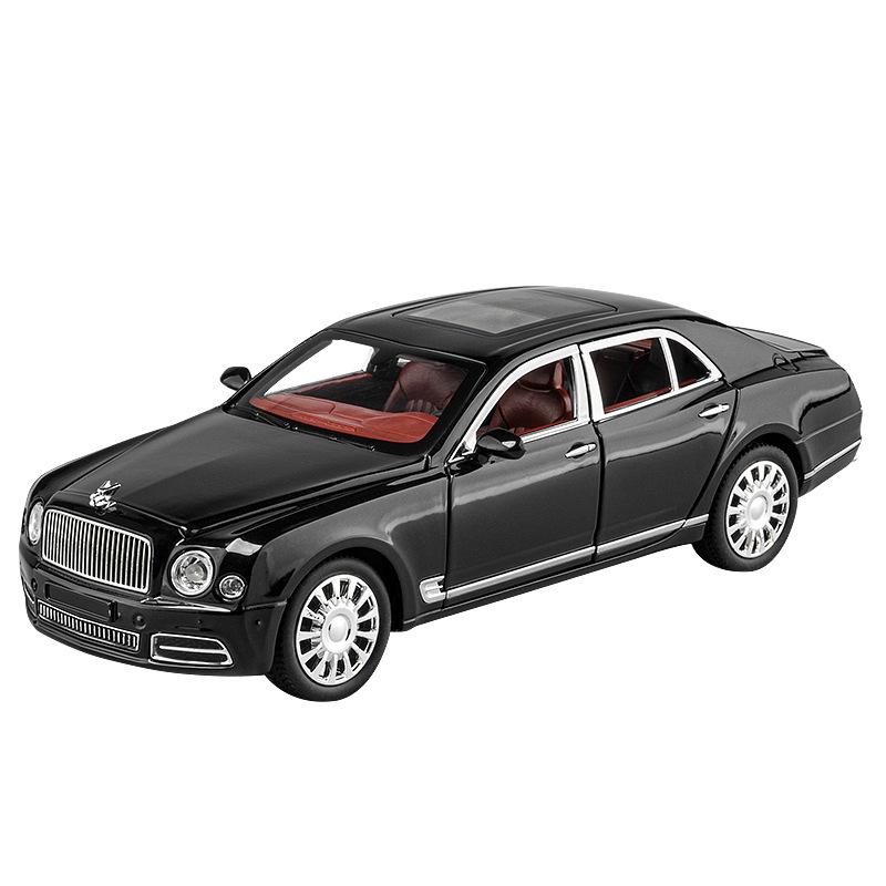 Diecast 1/24 Scale Bentley Mulsanne Alloy Model Car Collection Vehicle Simulation Sound & Light Metal Toy Car Toy for Kids Gift