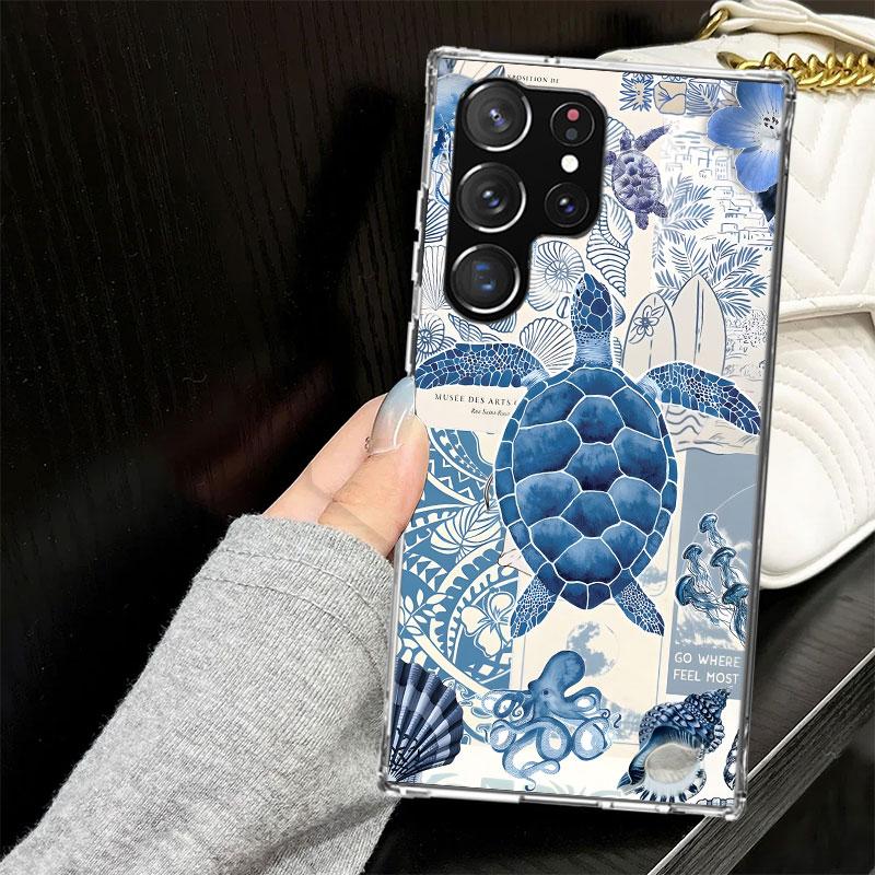 Чехол Ocean Starfish Sea Turtle Shark для Samsung Galaxy S25 S24 S23 S22 Ultra Мягкая накладка на телефон S25 Edge S21 Plus S20 FE S10 + Bl