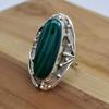 Кольцо из стерлингового серебра 925 пробы с малахитом, овальное драгоценное кольцо ручной работы, женское массивное кольцо, ювелирные изделия