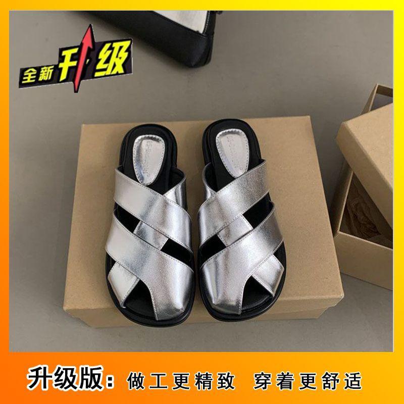 Ретро универсальные ленивые сандалии в стиле пустоши 2024 лето новая нишевая дизайнерская сумка на голову полушлепанцы женская обувь