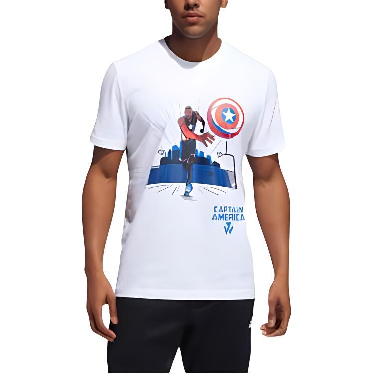 adidas X Marvel Капитан Америка Мстители Баскетбольная футболка с коротким рукавом Мужские топы белые DU6816