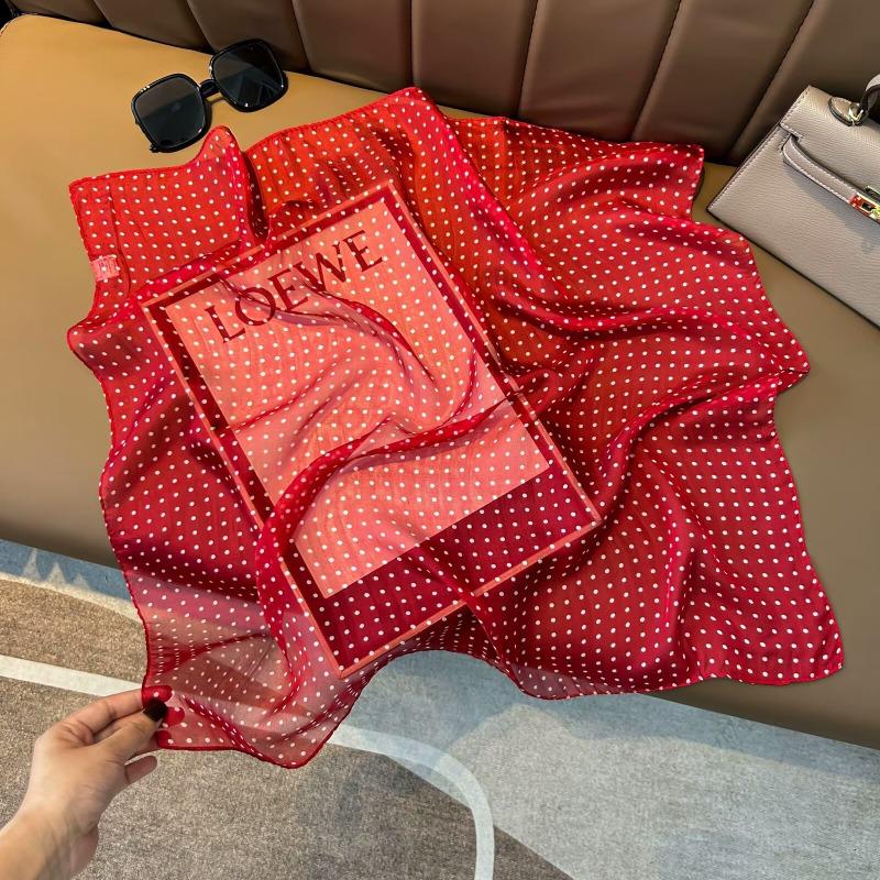Spring and Summer New Thin Silk Chiffon Silk Scarf Women's Simple Atmospheric Polka Dot 100 Mulberry Silk Silk Scarf Breathable Scarf