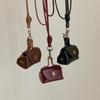 Mini Cute Retro Leather Change Bag Pendant Necklace Female Exquisite Personality Storage Earphone Cover Bag Sweater Chain