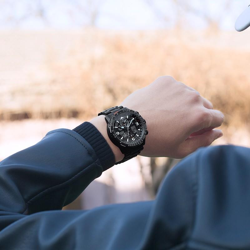 Citizen Promaster Кварцевые часы с питанием от света Стальной ремешок Мужские часы Черный циферблат JY8085-81E
