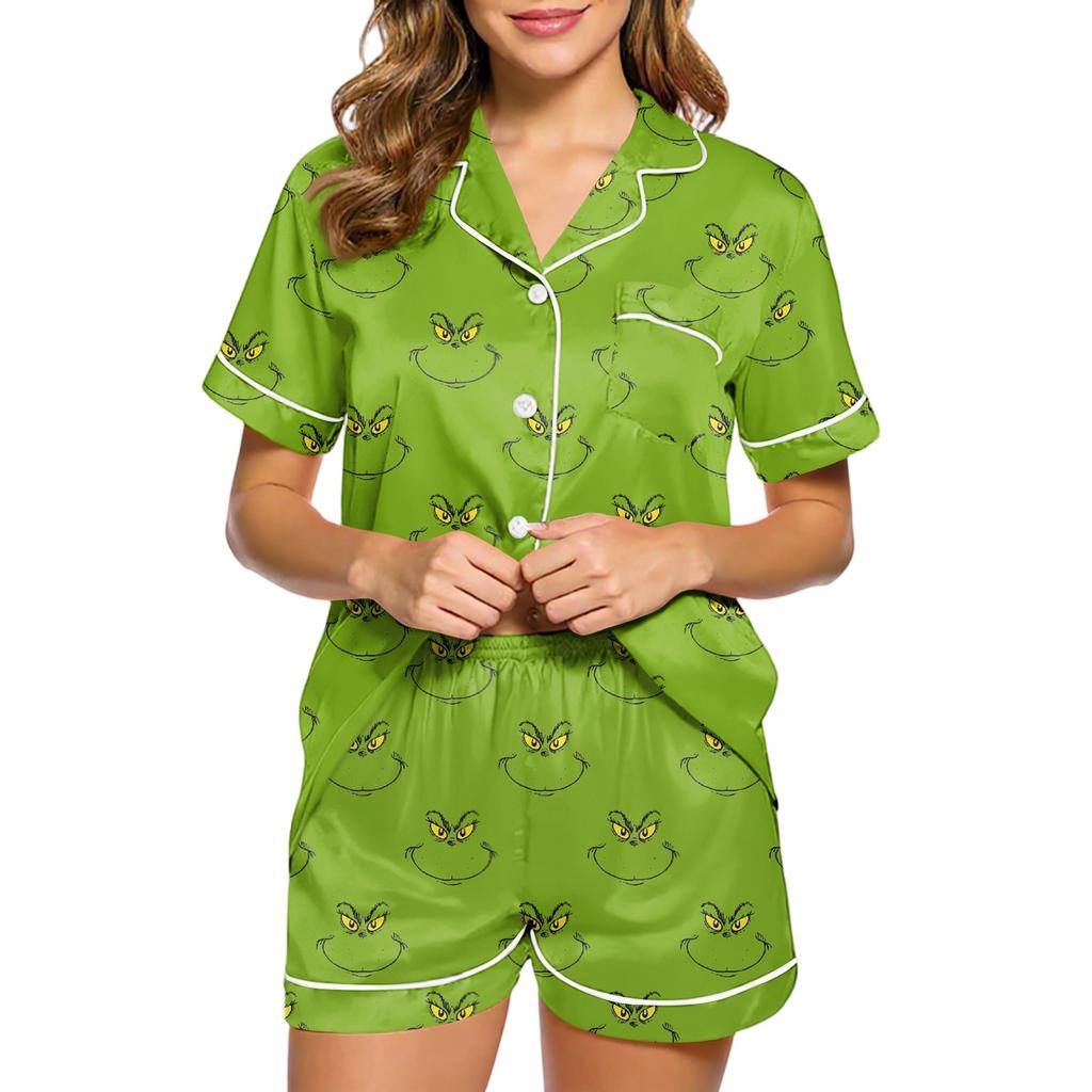 Женский модный домашний пижамный комплект Домашняя одежда Пижама с коротким рукавом Шорты Комплект из двух предметов