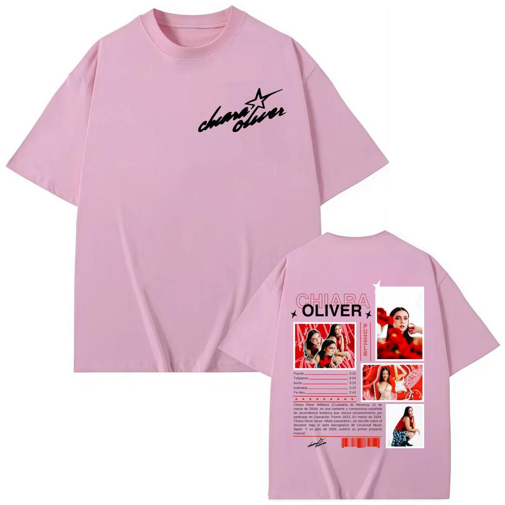 Певица Chiara Oliver Футболки с графикой из альбома Streetwear Мода Y2k Футболка с коротким рукавом Мужчины Женщины Свободные хлопковые футболки