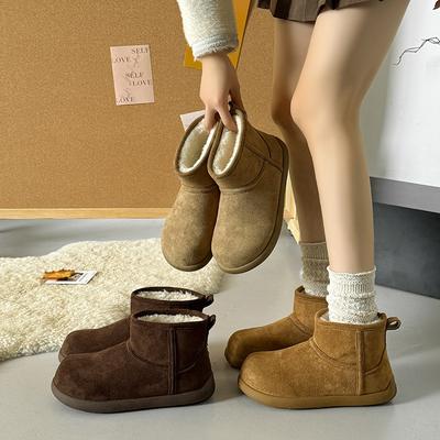 Женские легкие удобные зимние теплые сноубутсы на толстой подошве с мягкой подкладкой, нескользящие, с амортизацией, повседневные спортивные короткие хлопковые ботинки