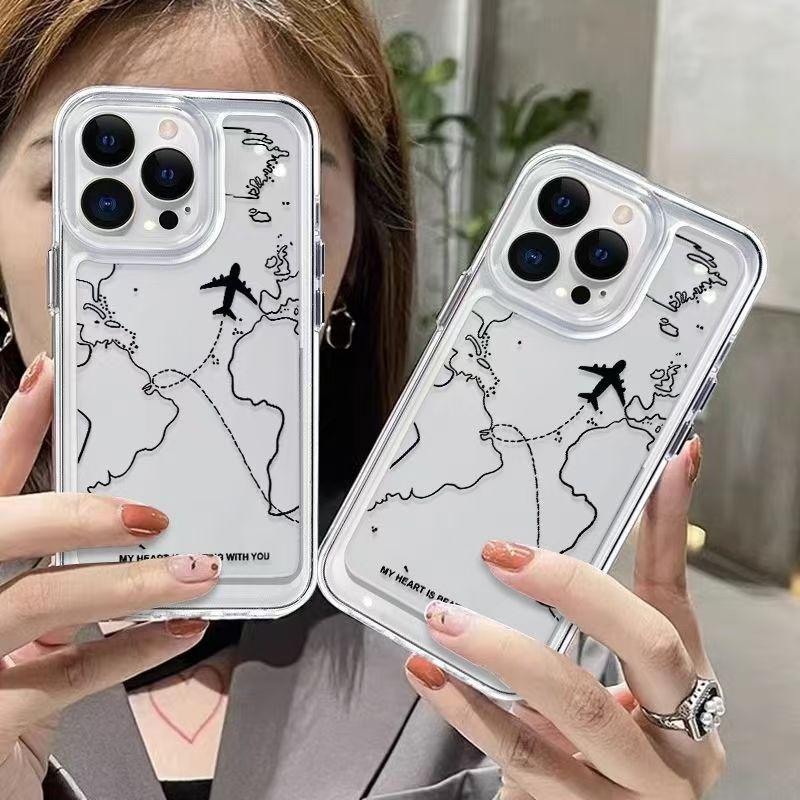 Противоударный чехол для iPhone с картой самолета для iPhone 17, 16 Pro Max, 15, 14, 13 - Защитный дизайн для трансграничной торговли