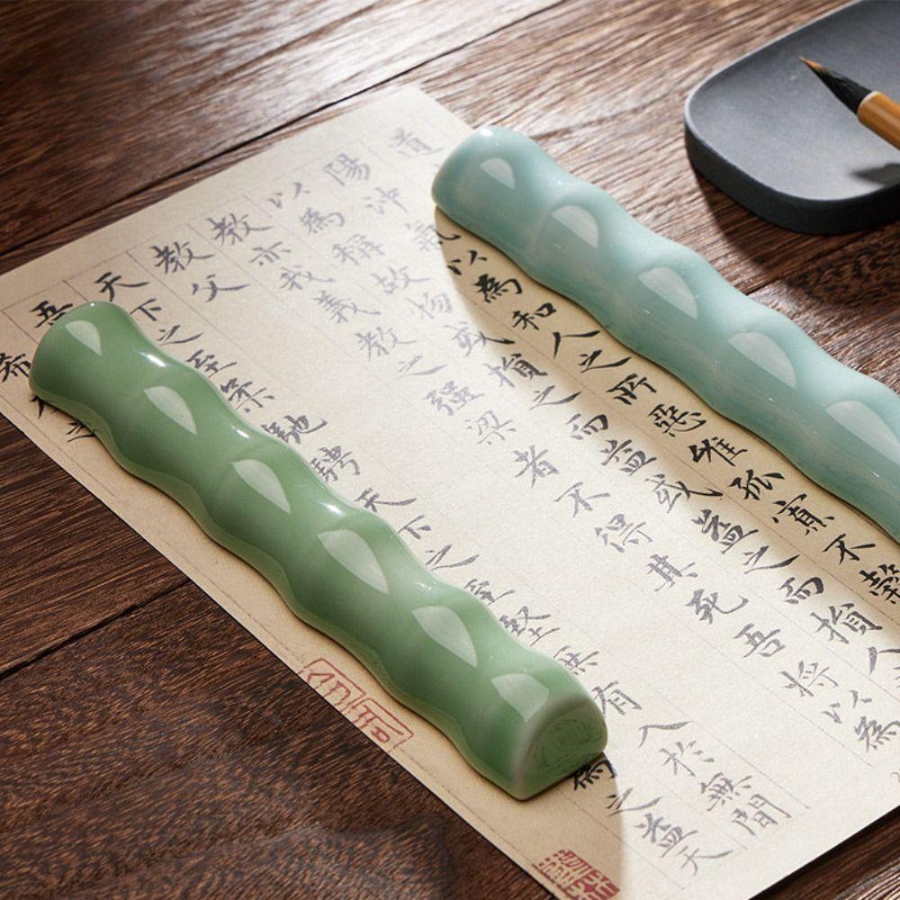 Calligraphy Bamboo Joint Paperweight Traditional Pen Brush Rest Holder  Art Supplies