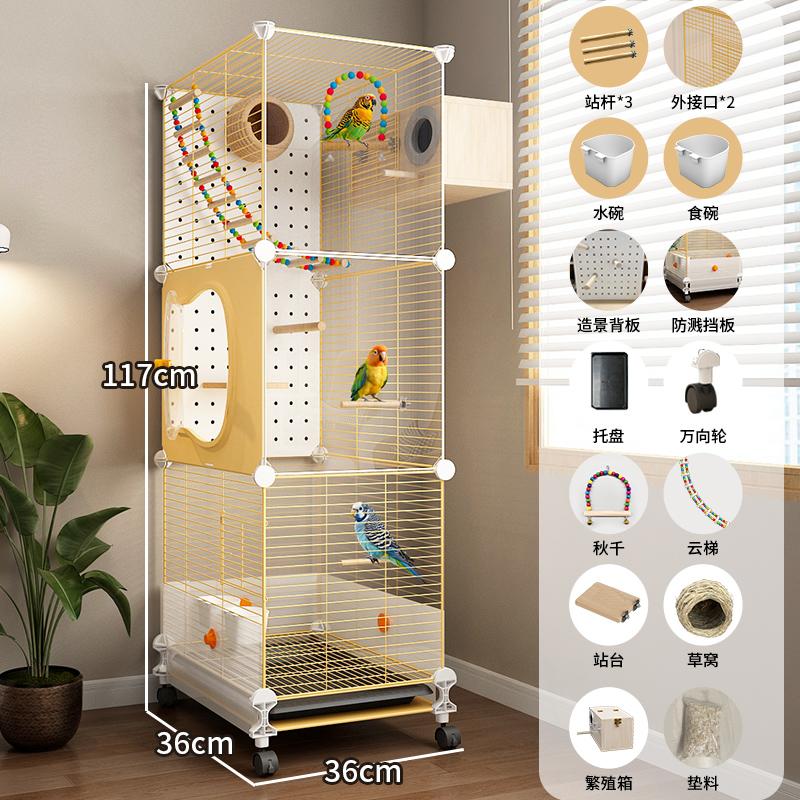 Large Bird Cage for Parrots Anti-Scatter Design for Cockatiels & Budgies, Luxury Aviary for Lovebirds Premium Pet Flying House
