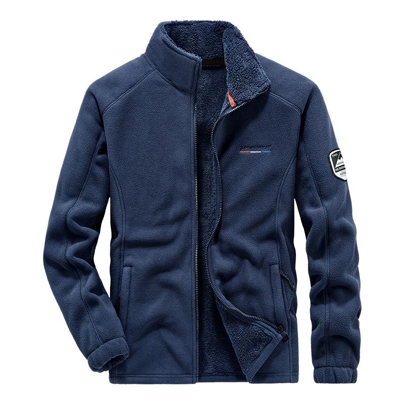 Весна и осень Новая мужская теплая толстая флисовая куртка без капюшона свободная куртка