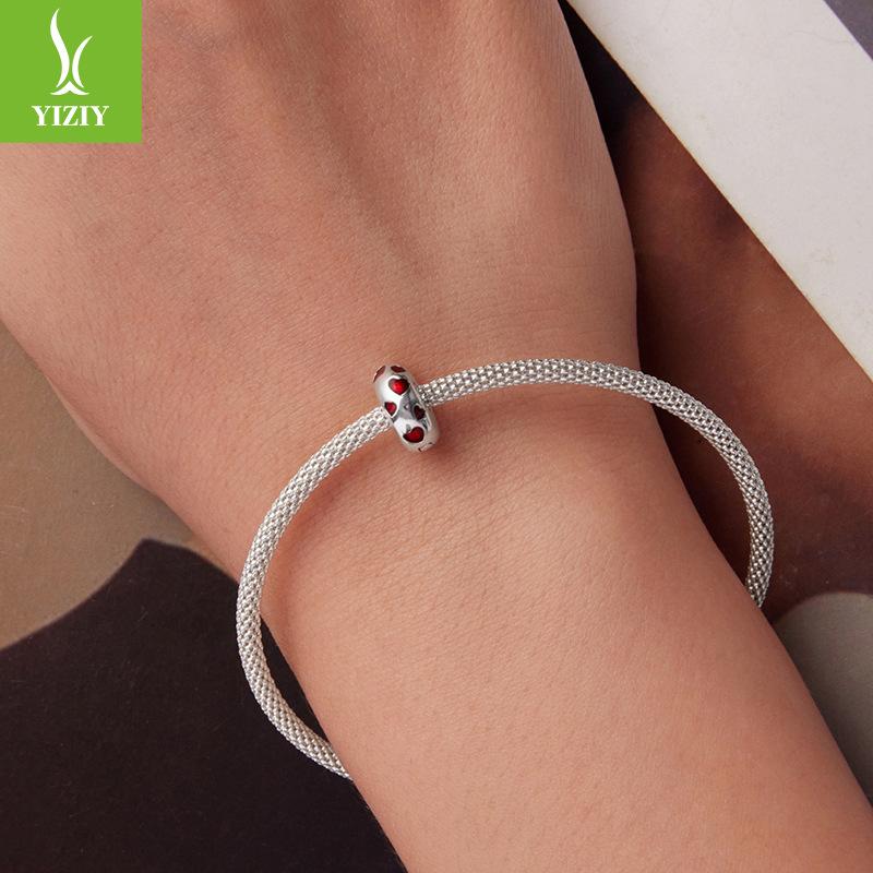 Red Love Oil Drop Positioning Buckle Accessories Classic Romantic Heart S925 Sterling Silver Bead Spacer
