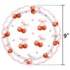 Cute Cherry Pattern Party Supplies Food Grade Napkin Tableware Set Scalloped Paper DIY Party Decoration Serves 20