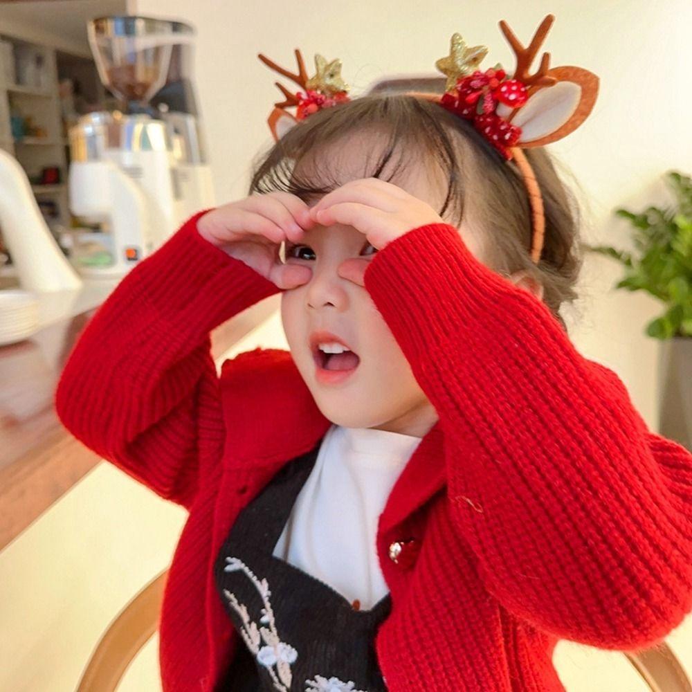 Accessories Mushroom Kids Gifts Children Hair Clip Elk Hair Hoop Christmas Headwear Antler Hairpin