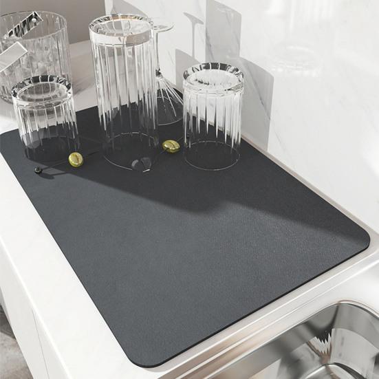 Коврик для сушки посуды Супервпитывающий коврик для сушки Нескользящий дизайн Однотонный очень большой защитный коврик для кухонной столешницы