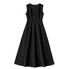 Women's Round Neck Sleeveless Glitter A-Line Vest Dress
