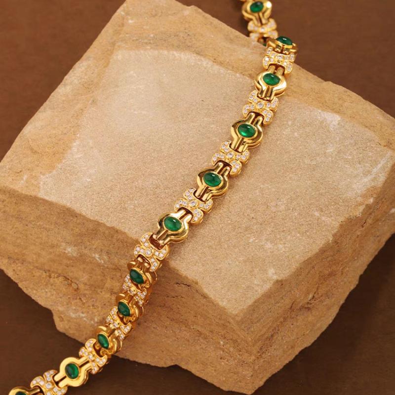 Новые роскошные 18-каратные позолоченные ожерелья для женщин с лабораторным изумрудом и цирконием, свитер, ожерелье, чокеры, винтажные ювелирные изделия в стиле ар-деко, GIF