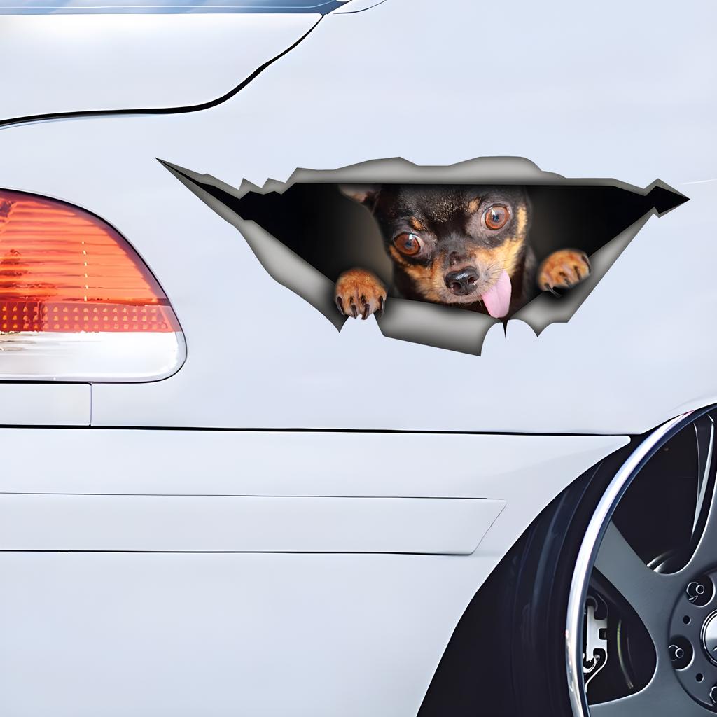 Забавные водонепроницаемые виниловые наклейки на автомобиль чихуахуа, декоративные аксессуары для мотоцикла, используются для автомобиля, мотоцикла, ноутбука, фургона