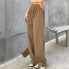 Corduroy Ultra-fine Striped Wide-legged Pants, Women's New Fall and Winter Double Drawstring Smiley Belt Casual Pants, High-waisted Straight Pants
