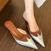 Summer Women's High Heel Mules Slippers Fashion Mix Colors Slides Casual Street Style Slingback Shoes