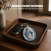 Handcrafted Religious Charm Handmade Crochet Marian Keychain Virgin Mary with Soft Yarn Keyring Blue White Yarn Catholic Christian Inspirational