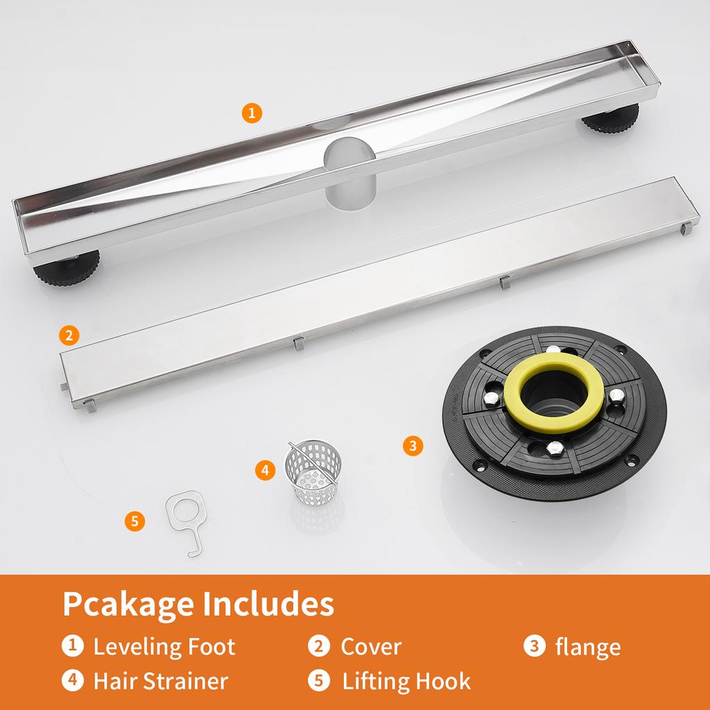 Invisible Bathroom Floor Drain 60CM Square Waste Filter Drainage Anti-odor Shower Drain Strainer Kitchen Accessories DL-053SN