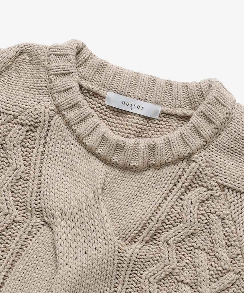 NOIRER FOR WOMAN Heavy Multi-Cable Sweater (Beige)
