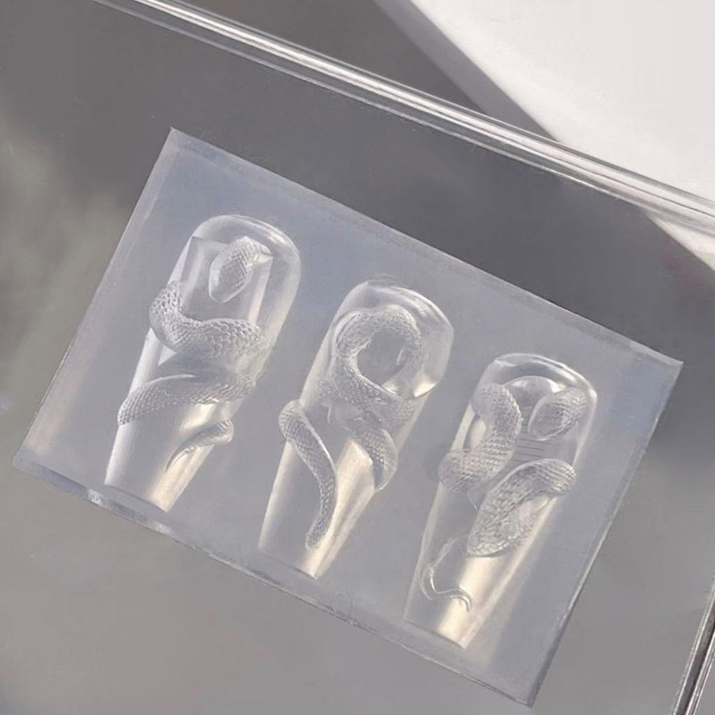 Набор из 3 многоразовых 3D силиконовых форм для нейл-арта со сложным дизайном змеи, инструменты для нейл-арта для DIY маникюрных аксессуаров