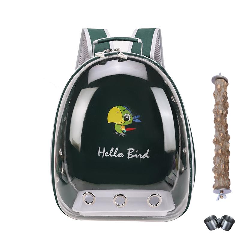 Portable Bird Cage with Prech Feeder and Tray, Acrylic Pet Backpack Bag, Parakeet, Cockatiel, Parrot, Bunny, Travel