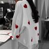 and Winter New Embroidered Heart Sweater for Women, Popular on Social Media, European and American Style Knitted Pullover, Cross-Border Amazon Ins