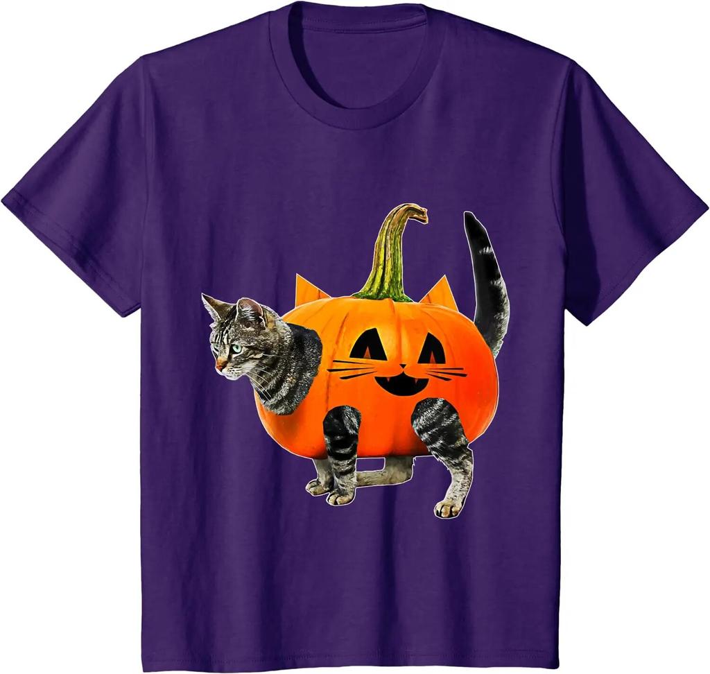 Funny Halloween Jack-O-Lantern Pumpkin Cat Shirt for Unisex T-Shirt for Unisex Women Graphic T Shirts Unisex Clothing Shirts for Unisex