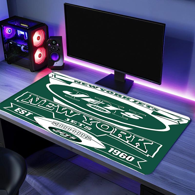Коврик для мыши с логотипом New York Jets - Нескользящая резиновая основа, Гладкая поверхность для работы, игр, офиса и дома, Настольный коврик для мыши