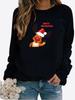 Autumn and Winter Women's Christmas Theme Printing Sweater Round Neck Long Sleeve Casual Sweatshirt Plus Size Top