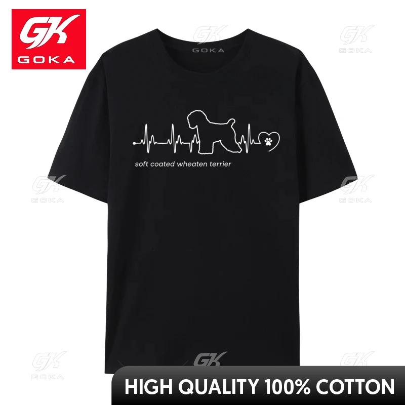 Soft Coated Wheaten Terrier Heartbeat Street Tshirts for Unisex Comfortable Ostern Day Tops Shirts High Quality Cool Tees