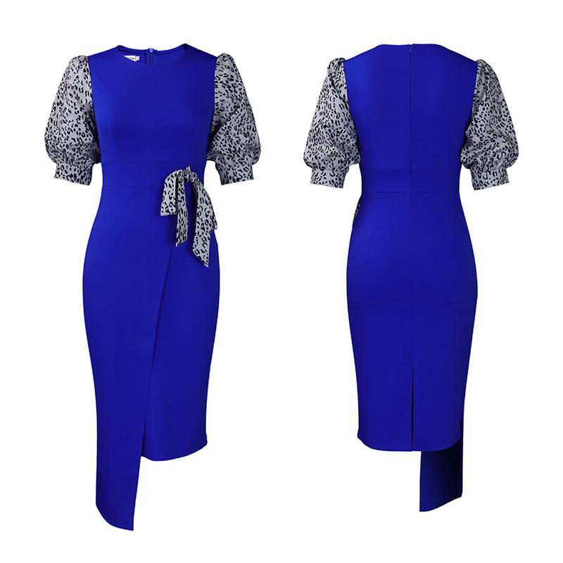 Одежда с разрезом, летнее женское платье-футляр, модное темпераментное лоскутное платье с принтом