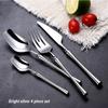 4 Pcs Mirror Matte Stainless Steel Black Gold Silver Cutlery Dinnerware Tableware Knife Spoon Fork Flatware Set Dishwasher Safe