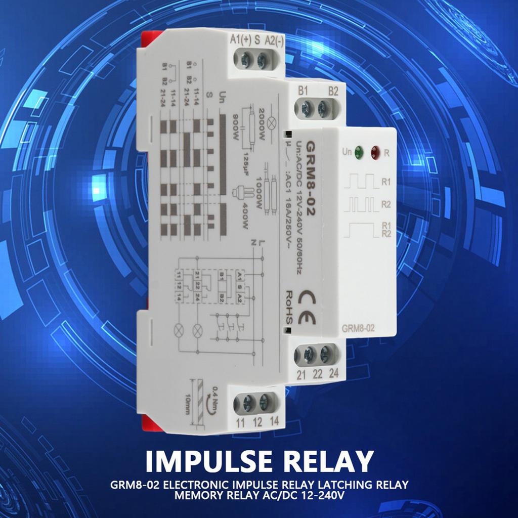 GRM8?02 Electronic Impulse Relay Latching Relay Memory Relay ACDC 12?240V