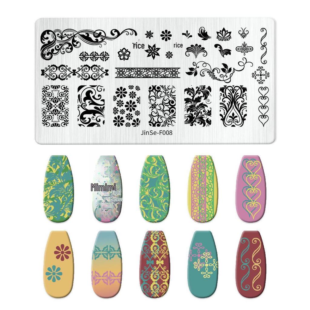 Набор из силиконовых штампов для дизайна ногтей и геометрических стальных пластин