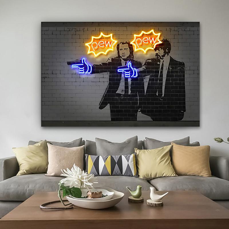 Неоновый эффект мотоциклетного шлема музыкальная кинозвезда холст картина постер и принты настенное искусство картина для бара украшение дома