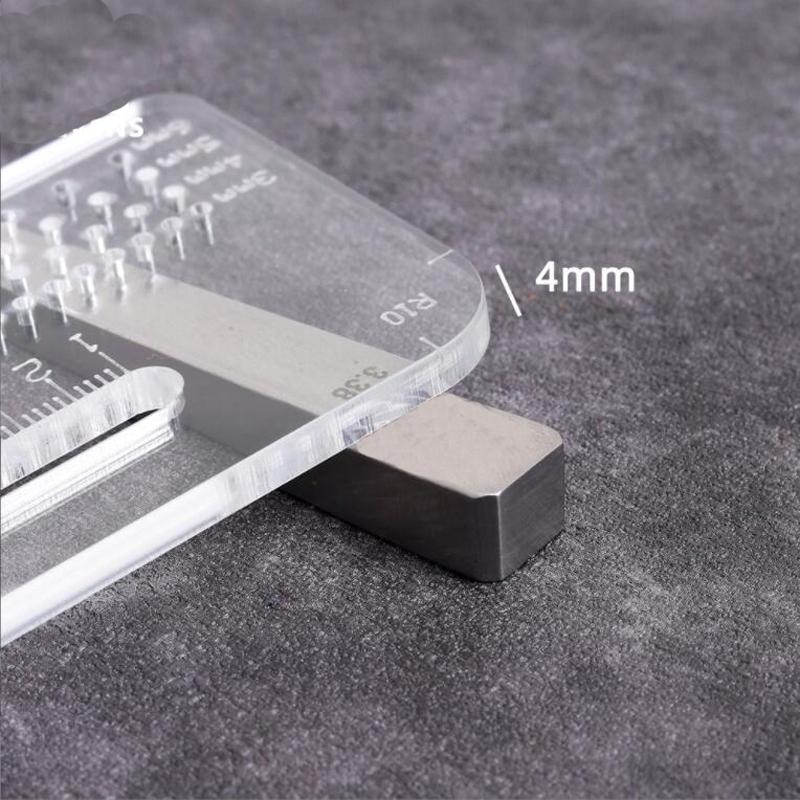 Утолщенный режущий инструмент толщиной 4 мм, акриловая линейка для резки с закругленными углами, вспомогательный ручной инструмент для резки кожи с прозрачным покрытием