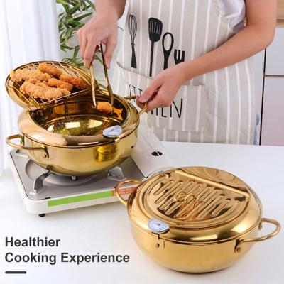 Нержавеющая сталь глубокая сковорода с крышкой японская глубокая сковорода температура