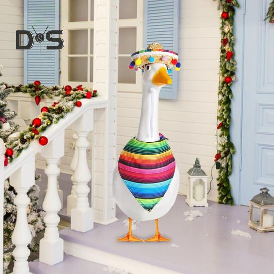 Комплект одежды мексиканского гуся для статуи гуся на лужайке, мексиканское сомбреро и шарф-бандана, праздничный костюм гуся для вечеринки в саду на Синко де Майо, патио и двор